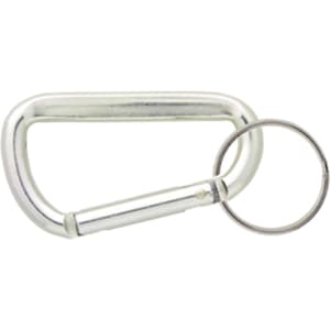 A silver 60mm carabiner with a keyring attachment, featuring a metallic finish and a simple design.