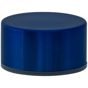 A blue drink bottle cap with a smooth finish and a black base. It features a simple, rounded design.