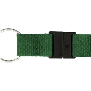 A green 19mm custom lanyard with a metal ring and a black plastic buckle.