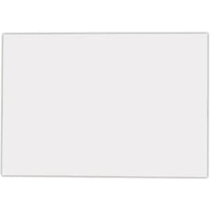 A square cut fridge magnet in a plain white finish. Features a subtle border and includes a logo.