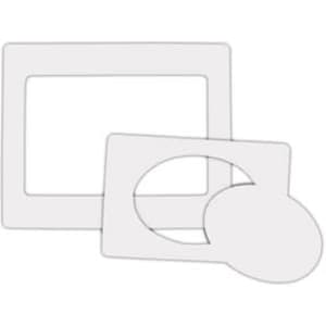 Clear magnetic photo frames in rectangular and circular shapes, designed for displaying photographs.