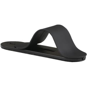 A black smartphone strap designed for securing phones. The product features a sleek, curved design with a soft texture.