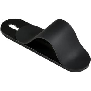 A black smartphone strap designed to secure mobile devices, featuring a smooth, curved shape.