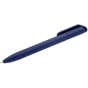 A navy blue ballpoint pen with a sleek, minimalist design and a clip for easy attachment.