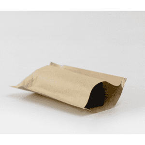 A brown paper packaging with a smooth, curved shape, containing an unseen product inside.