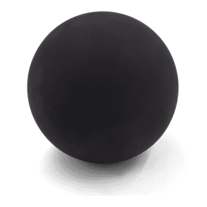 A black high bounce ball with a smooth surface, designed for fun and games activities.