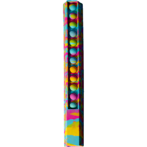 A 30cm popper ruler featuring a colourful abstract design with multiple popping buttons along the side.