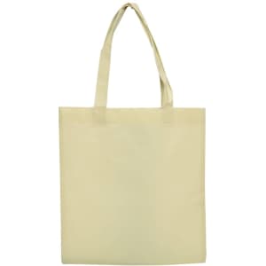A plain beige shopping tote bag with two shoulder straps and no visible branding or text.
