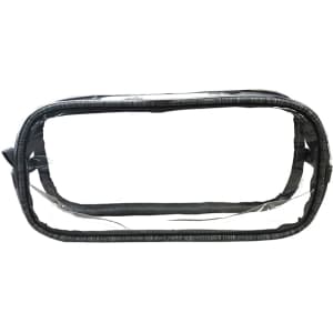 A clear toiletry bag featuring a durable black trim and a transparent design, ideal for travel organisation.