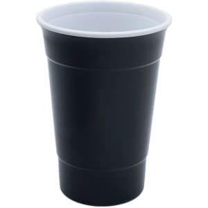 A drink cup featuring a black exterior and white interior, designed with a double wall for insulation.