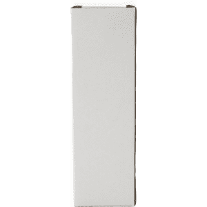 A plain white cardboard box with no markings or logos, featuring a rectangular shape and straight edges.