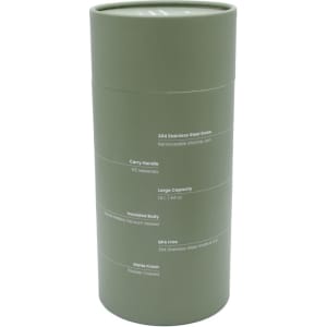 A drink bottle in matte green with a removable stainless steel straw and a carry handle. Includes an insulated body.