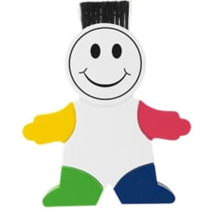 A smiling, cartoonish character highlighter featuring yellow, red, green, and blue limbs. It has a brush-like top.
