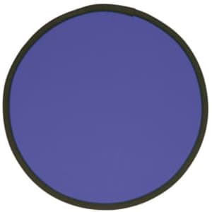A fold up flying disc in a vibrant purple colour with a black edge and a branding logo.
