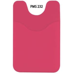 A pink Smart Wallet featuring a logo, designed to hold a phone and cards.