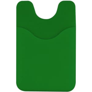 A green Smart Wallet designed to hold cards, featuring two pockets and a sleek, minimal design.