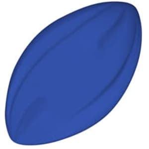 A 135mm Spyro Football in blue, featuring a smooth, oval shape with a logo on its surface.
