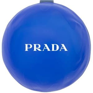 A blue reusable water balloon with a logo, featuring a smooth, rounded design.