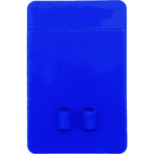 A blue silicone phone wallet featuring two slots for cards, with a smooth, minimalist design and no visible branding.