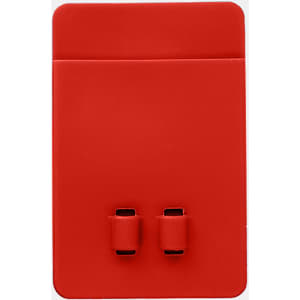 A red silicone phone wallet featuring two slots and a smooth surface. It has a simple design with no visible logos.