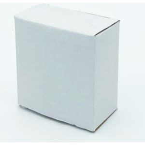 A small plain white cardboard box with a flat top and sides, suitable for packaging.