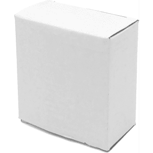 A small, plain white cardboard box without any branding or designs.