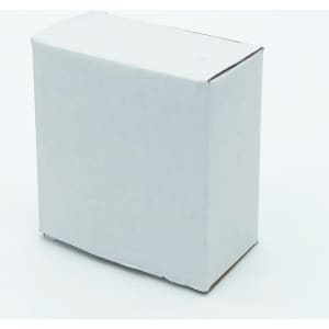 A small white cardboard box with a plain design, featuring a flap closure at the top.