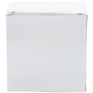A plain white cardboard box, featuring a simple design, with no visible branding or markings.