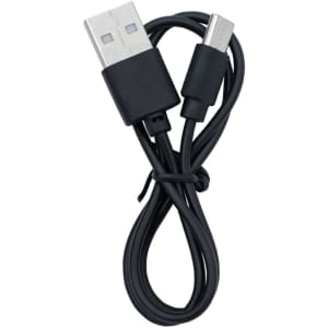 A black USB cable with USB-A and USB-Micro connectors, coiled for easy storage.