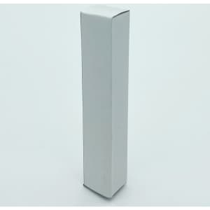 A slim, white packaging box for an unspecified product, featuring a plain design without any labels or graphics.
