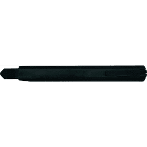 A black Slimline Retractable Box Cutter featuring a sleek design and a logo.