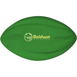 A green 135mm Spyro Football with a logo on its surface.