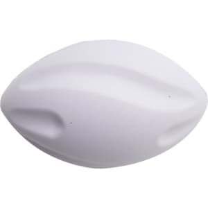 A white 135mm Spyro football featuring an oval shape and a textured surface, with a logo prominently displayed.