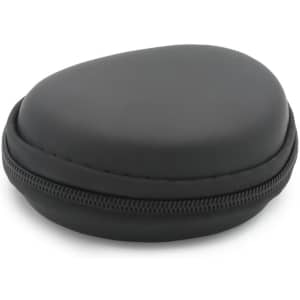 A black, soft-shell cylindrical case with a zipper closure, designed for storing small items.