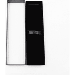 A black gift box designed for holding a pen, featuring a sleek and minimalist design.