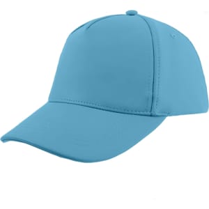 A PU leather baseball cap in a bright blue colour, featuring a structured design and curved brim.