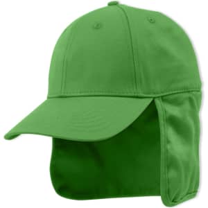 Green sport cap with a flap at the back and a curved brim. Features a logo.