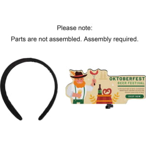 A black headband with a colourful foam topper featuring a beer festival theme and a logo.
