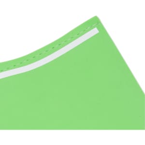 A green Giant Foam Hand with a smooth surface and stitched edge, featuring a white line near the top.
