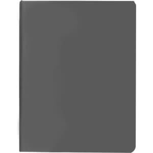 A grey PU sticky notes memo holder with a smooth finish, featuring rounded corners and a minimalistic design.