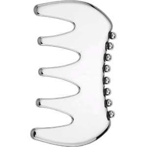 A 2 in 1 scraping board in a shiny silver finish, featuring a sleek, curved design with rounded edges.