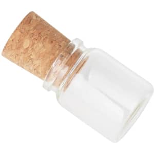 A clear glass wish bottle with a cork stopper, designed as a compact flash drive.