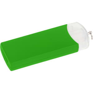 A green Gyro USB flash drive with a clear cap, featuring a logo on the side.