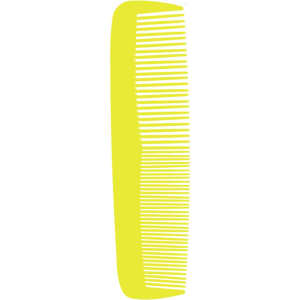 A custom blended tooth comb in bright yellow, featuring a sleek design and evenly spaced teeth.
