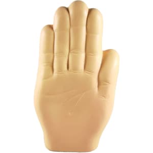 A palm-shaped stress reliever in a realistic skin tone, designed for squeezing and stress relief.