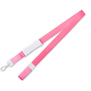 A pink magnetic clip lanyard featuring a sturdy attachment and a smooth surface, designed for holding flash drives.