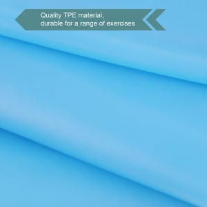 A close-up of a blue, textured TPE fitness resistance band, showcasing its durable material and colour.