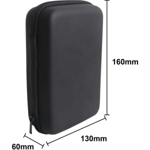 A black medium zipper case with dimensions 160mm by 130mm by 60mm. It features a textured surface and a zip closure.