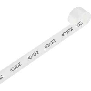 A roll of 22mm width ribbed fabric ribbon in light cream with a logo band displayed.