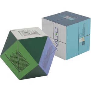 A 3D Flips Diamond Magic Cube featuring green, blue, and white panels with a logo on one side.